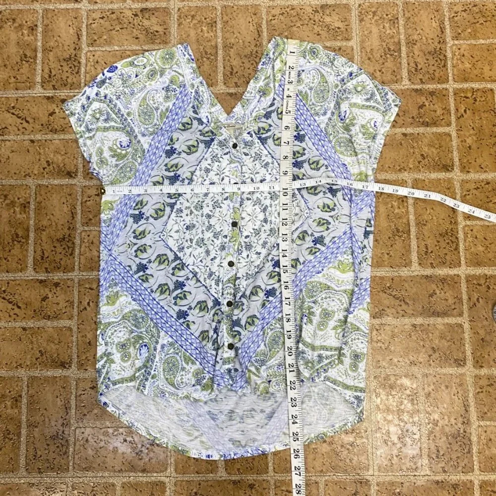 Lucky Brand Blue and Green Floral Button Down Top - Picture 8 of 8